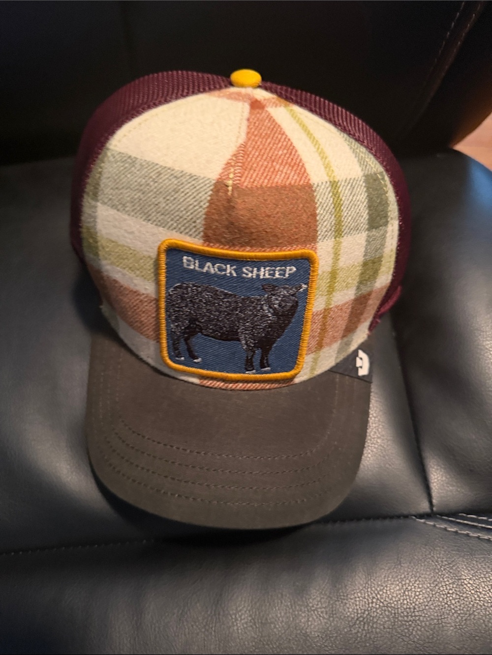 Black Sheep Plaid Trucker Hat - Multi Color